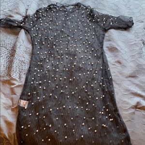 Pearl beaded bathing suit cover up